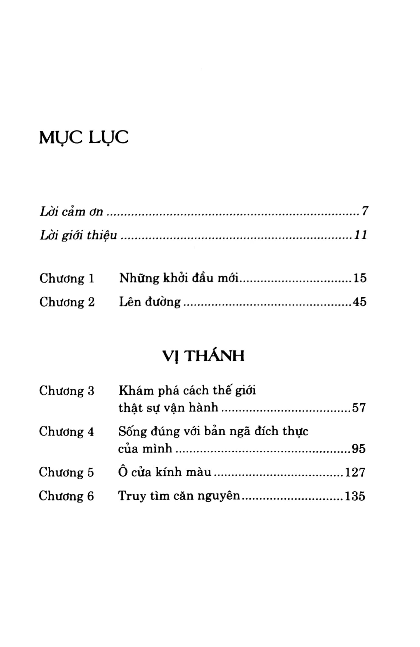 Mục lục của cuốn sách