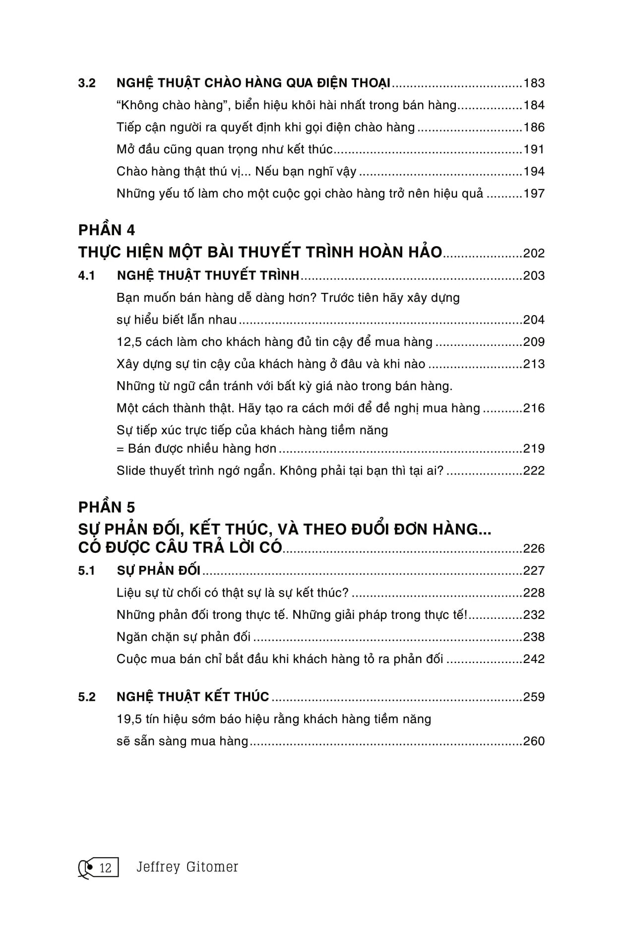 Mục lục của cuốn sách