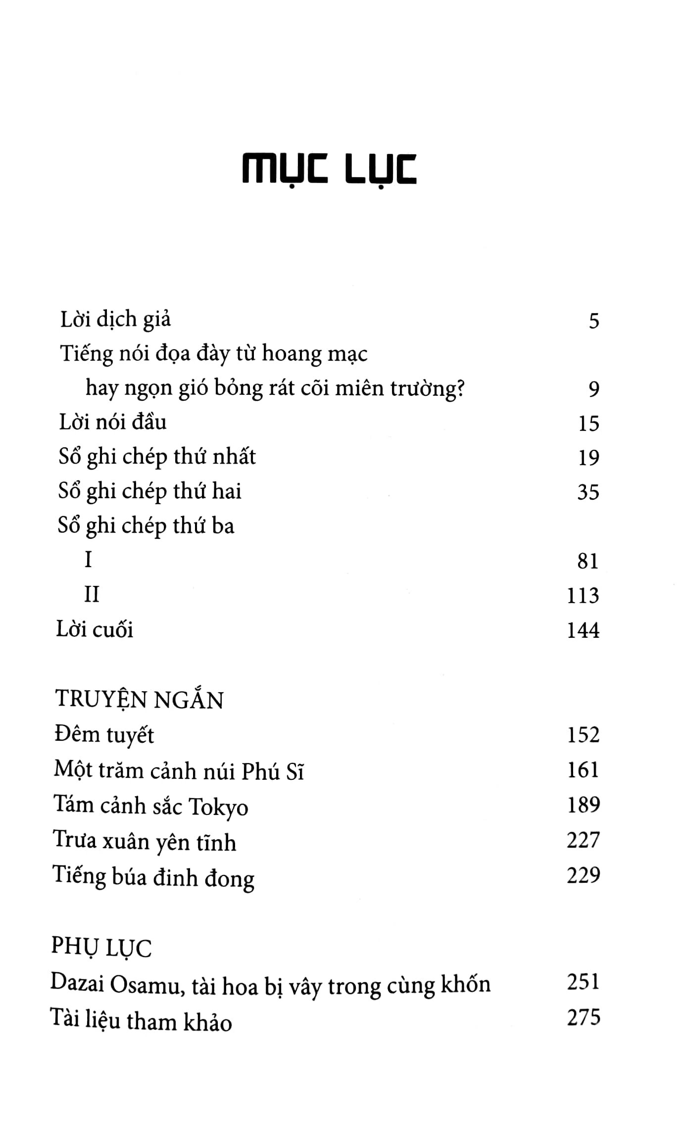 Mục lục của cuốn sách